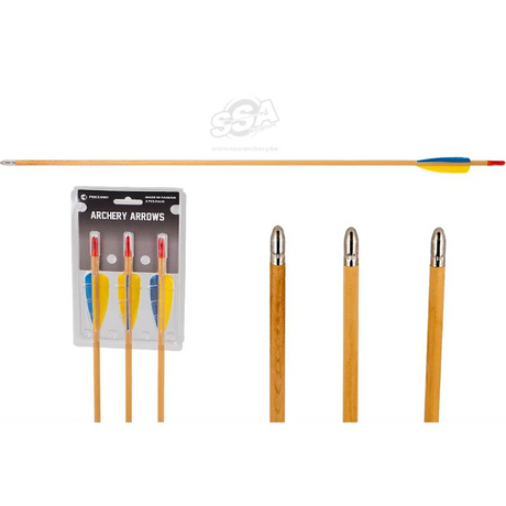 Fleches Bois Ek Poelang 32" Plumes Naturelles (par 3)