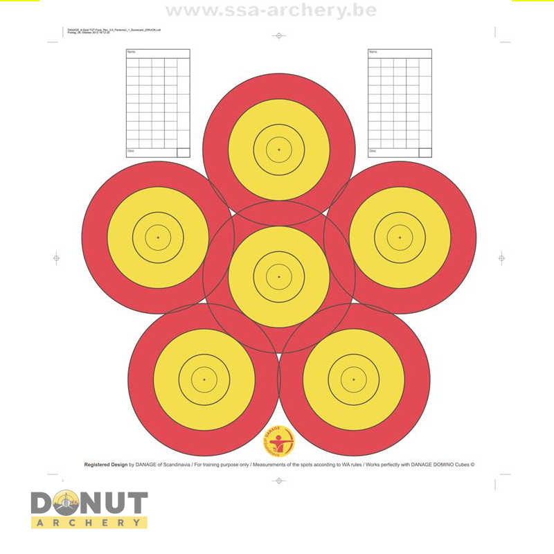 Blason d'entrainement DANAGE 40cm 6 spot